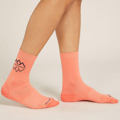 Women's Icebreaker Merino Fine Gauge Crew IB Logo Reflections Socks Tang/Graphite-Apparel-33-OFF