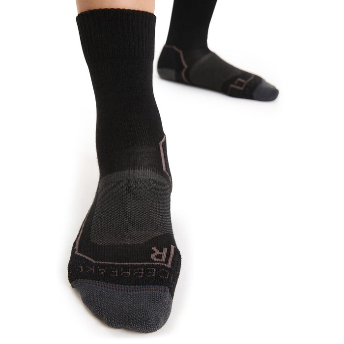 Women's Icebreaker Merino Hike+ Light Crew Socks Black/Monsoon-Apparel-33-OFF