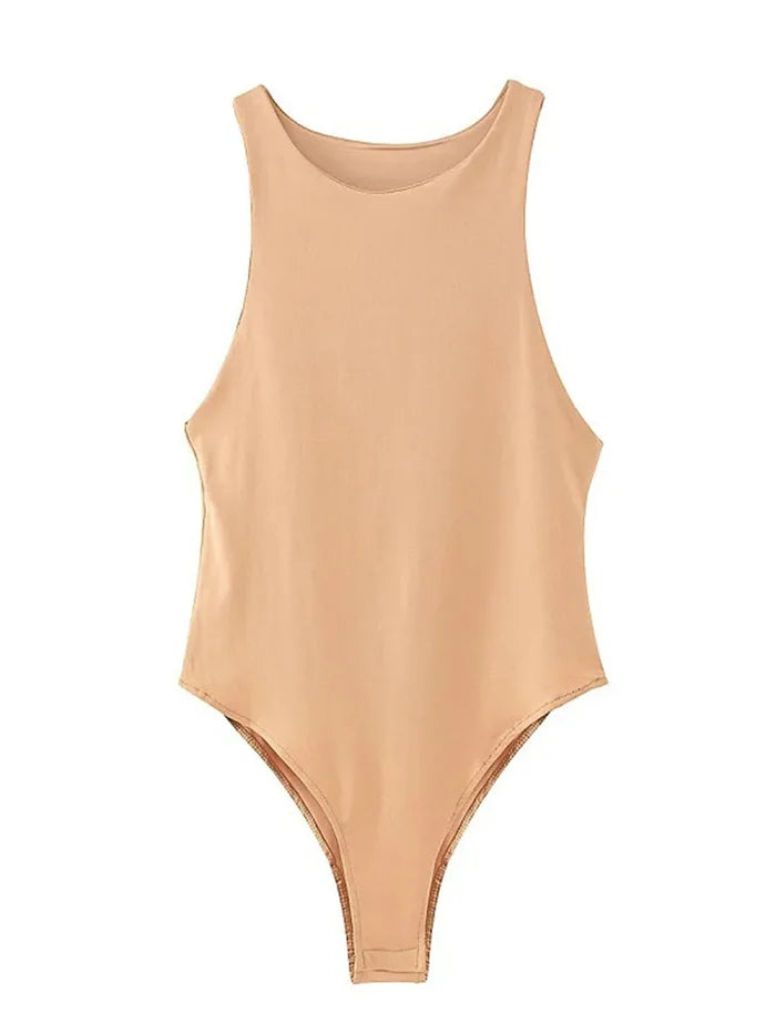 Beige swimsuit on a white background