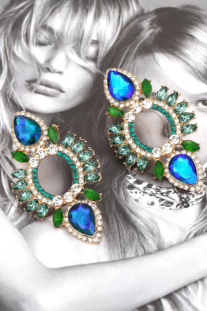 Xylona Blue Rhinestone Earrings