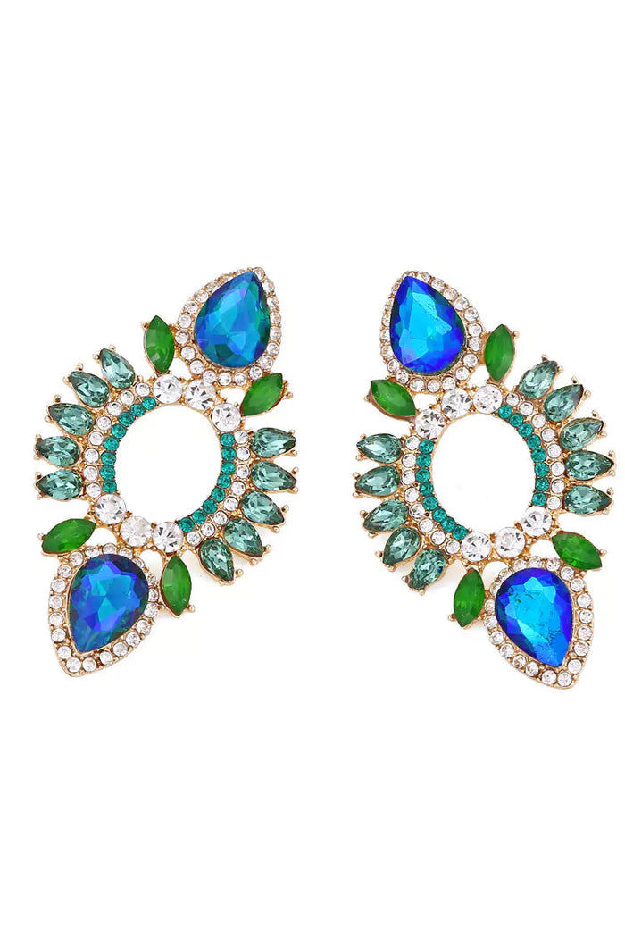 Xylona Blue Rhinestone Earrings