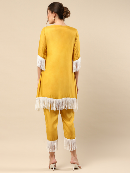 Yellow Cotton Silk Kurta Set
